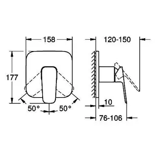 GROHE EH-Brausebatterie Cubeo 101777 Fertigmontageset für 35604 chrom – Bild 5