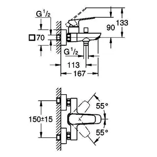 GROHE EH-Wannenbatterie Cubeo 101813 Wandmontage chrom – Bild 5