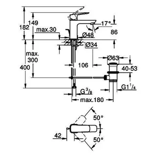 GROHE EH-Waschtischbatterie Cubeo 101694 S-Size Zugstangen-Ablaufgarnitur chrom – Bild 5
