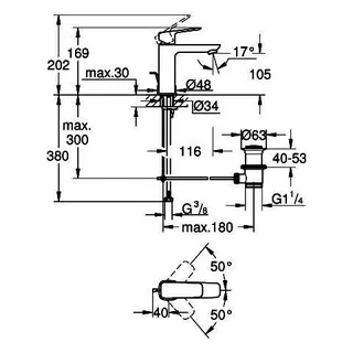 GROHE EH-Waschtischbatterie Cubeo 101749 M-Size Zugstangen-Ablaufgarnitur chrom – Bild 5