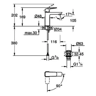 GROHE EH-Waschtischbatterie Cubeo 101757 M-Size MST kalt PO-Ablaufgarnitur chrom – Bild 5