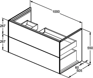 Ideal Standard Möbelwaschtischunterschrank Conca 1000x505mm 2 Auszüge Weiß matt – Bild 3