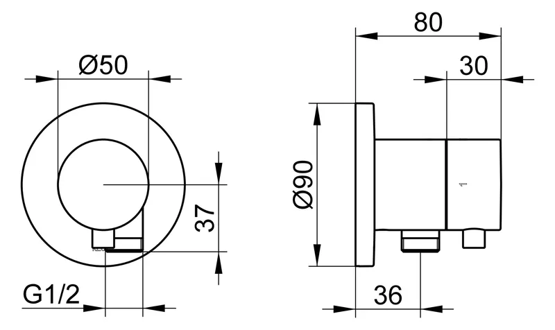 Keuco 2-Wege Ab-u.Umstellv.IXMO Comf.59557, Schlauchanschluss, rund,Messing geb.