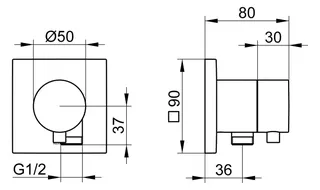 Keuco Absperrventil IXMO Comf. 59541, eckig Schlauchanschluss, Edelstahl-finish – Bild 2