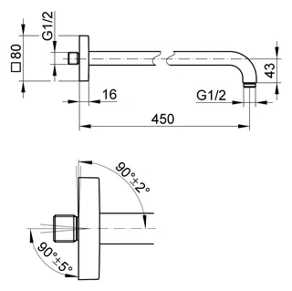 Keuco Brausearm Edition 300 53088, Wandanschluss, 450 mm, Titanschwarz geb. – Bild 2
