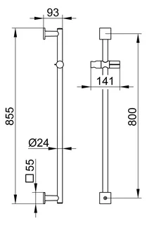 Keuco Brausestange IXMO 59585, eckig, Brauseschieber,Titanschwarz geb., 855mm – Bild 2