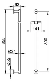 Keuco Brausestange IXMO 59585, rund, Brauseschieber, Edelstahl-finish, 855 mm – Bild 2