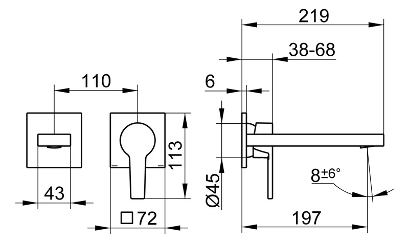 Keuco EHM-Waschtisch-Mischer Edition 11 51116, UP, Ausladung 197 mm, Rotgold geb.