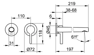 Keuco EHM-Waschtisch-Mischer UP Edition 400 51516, Wandm., Ausl. 197 mm, Rotgold geb. – Bild 2