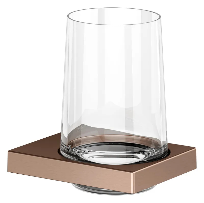 Keuco Glashalter Edition 11 11150, komplett m. Echtkristall-Glas, Rotgold gebürstet