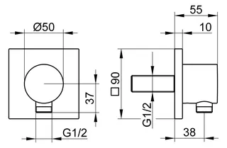 Keuco Schlauchanschluss IXMO 59547, eckig, Edelstahl-finish – Bild 2