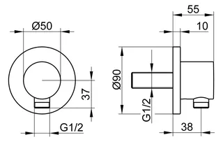 Keuco Schlauchanschluss IXMO 59547, rund, Edelstahl-finish – Bild 2