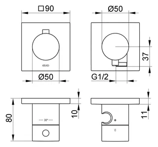 Keuco THM Set UP E11 51153, 2-W m.Schlauchan./Br.halt. Messing geb. – Bild 2