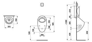 Laufen Absaugeurinal ALESSI 325x290x585 m.Löcher f.Deckel H894971 Kaffee matt – Bild 2