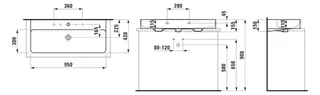 Laufen Aufsatz-Waschtisch VAL 420x950x155 ohne Hahnloch mit Überlauf weiß matt – Bild 2