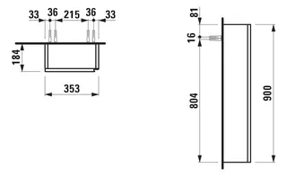 Laufen Halb-HS LANI 184x353x900 1Tür Scharn. links 2 Ablg. integ. Griffleiste Multicolor – Bild 2