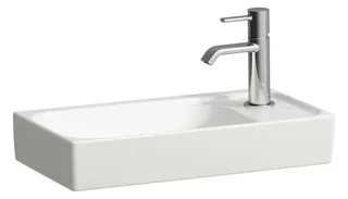 LF HWB MEDA 235x460x115 asym. 1.Hl. o.Ül. Becken li LCC weiß