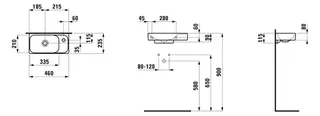 Laufen HWB MEDA 235x460x115 asym. 1.Hl. ohne Überlauf Becken links LCC weiß – Bild 2