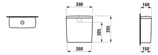 Laufen Spülkasten LUA/MEDA 160x390x395 Wasseranschluss hinten schwarz matt – Bild 2