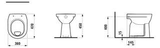 Laufen Stand-F-WC PRO 470x360x450 Ausf. erhöht Abg. senkr. LCC Active – Bild 2