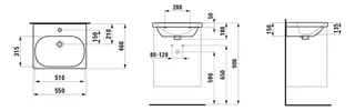 Laufen Waschtisch LUA 460x550x180 1 Hahnloch mit Überlauf weiß – Bild 2