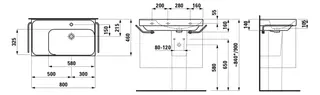Laufen Waschtisch MEDA 460x800x160 Ablage links 1 Hahnloch mit Überlauf LCC weiß – Bild 2