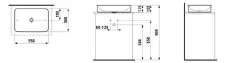 Laufen Waschtisch-Schale PRO S 380x550x125 re-eckig ohne Hahnloch ohne Überlauf schwarz matt – Bild 2