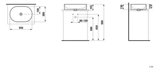 Laufen Waschtisch-Schale SAVOY 380x550x155 oval ohne Hahnloch ohne Überlauf weiß – Bild 2