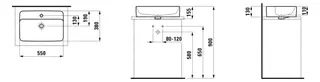 Laufen Waschtisch-Schale SAVOY 380x550x155 re-eckig mit Hahnlochbank m.Hl mit Überlauf weiß – Bild 2