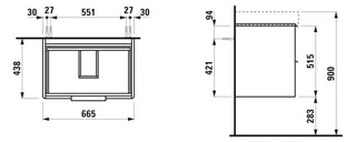 Laufen WTU BASE 438x665x515 2 Schubl m.Griff f.WT H810967 ulme dunkel – Bild 2