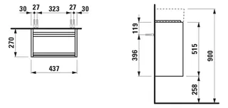 Laufen WTU LANI 270x437x515 1 Tür Scharn. links integ. Griffleiste f.WT H815335 verkgr – Bild 2
