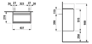 Laufen WTU LANI 270x437x515 1 Tür Scharn. rechts integ. Griffleiste f.WT H815334 verkgr – Bild 2
