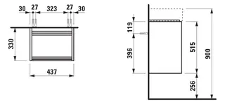 Laufen WTU LANI 330x437x515 1 Tür Scharn. links integ.Griffleiste f.WT H815330 wildeiche – Bild 2