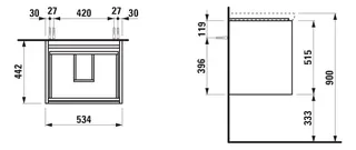 Laufen WTU LANI 442x534x515 2 Schubl. integ. Griffleiste f.WT H810082 weiß matt – Bild 2