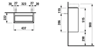 Laufen WTU MEDA 222x437x515 1Tür Scharn. rechts integ.Griffleiste f.WT H815113 weiß matt – Bild 2