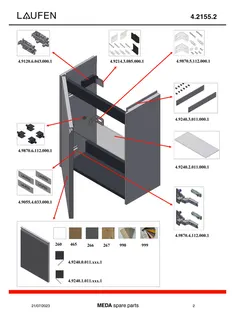 Laufen WTU MEDA 222x437x515 1Tür Scharn. rechts integ.Griffleiste f.WT H815113 weiß matt – Bild 3