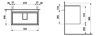 Laufen WTU MEDA 448x784x515 2 Schubl. integ. Griffleiste f.WT H810117 weiß matt – Bild 2