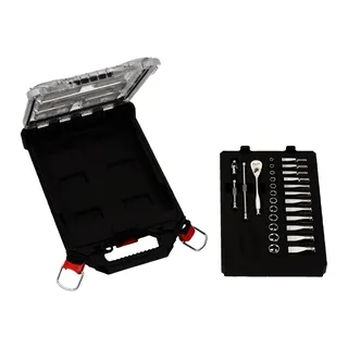 Ratschen Steckschlüsseleinsatz Set 1/4 metr.28-tlg im Compact-Organiser Slim – Bild 2