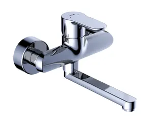 sanibel 1001-Spültisch-Wandarmatur A25 schwenkbarer Auslauf 160mm Ausl. verchr.