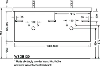 sanibel-DWT-Unterbau 2.0 FLEX WSDB130 bis 1300mm 2 Schubl/2 Auszüge Sonderanf. – Bild 2