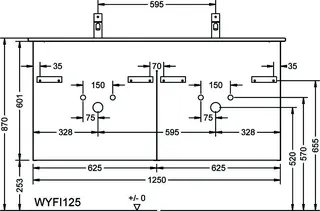 sanibel-DWT-Unterbau FLEX PLUS WYFI125 1250mm 2 Schubl/2 Auszüge DunkelgrauLack – Bild 2