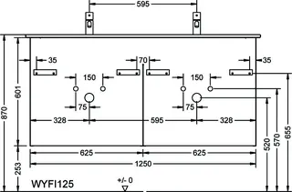 sanibel-DWT-Unterbau FLEX PLUS WYFI125 1250mm 2 Schubl/2 Auszüge Weiß Matt – Bild 2