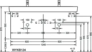 sanibel-DWT-Unterbau FLEX PLUS WYKB124 1240mm 2 Schubl/2 Auszüge Weiß Glänzend – Bild 2