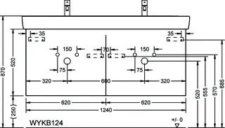sanibel-DWT-Unterbau FLEX PLUS WYKB124 1240mm 2 Schubl/2 Auszüge Weiß Matt – Bild 2