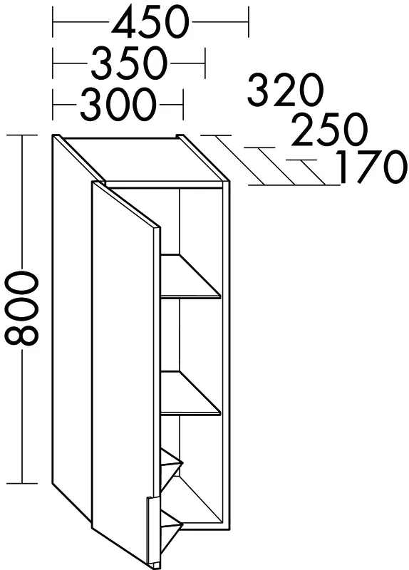 sanibel-Hängeschrank 2.0 FLEX HM4540L links 450x800x250mm Eiche Caramel
