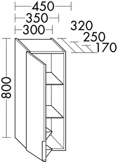 sanibel-Hängeschrank 2.0 FLEX HM4540L links 450x800x250mm Eiche Caramel