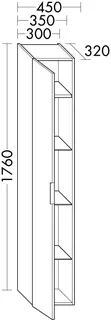 sanibel-Hochschrank 2.0 FLEX HS3020L links 300x1760mm Eiche Caramel
