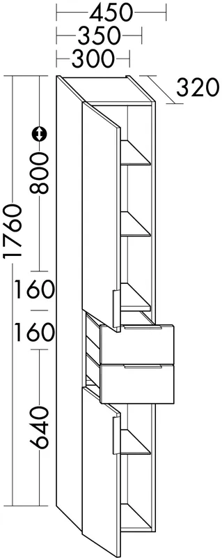 sanibel-Hochschrank 2.0 FLEX HS3537L links 350x1760mm Eiche Caramel