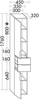 sanibel-Hochschrank 2.0 FLEX HS3537L links 350x1760mm Eiche Caramel