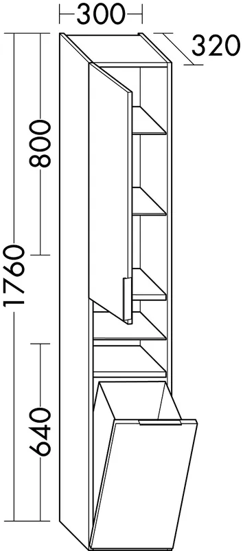 sanibel-Hochschrank 2.0 FLEX HS3042L links 300x1760mm Eiche Caramel